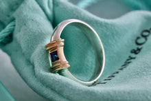 Load image into Gallery viewer, Tiffany &amp; Co. 14K Gold Silver Blue Sapphire Stacking Ring
