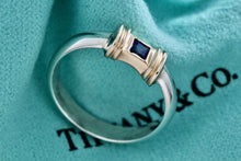 Load image into Gallery viewer, Tiffany &amp; Co. 14K Gold Silver Blue Sapphire Stacking Ring
