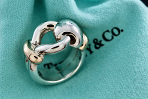 Tiffany & Co. 18K Gold & Silver Knot Loop Ring Size 4.5