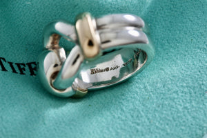 Tiffany & Co. 18K Gold & Silver Knot Loop Ring Size 4.5