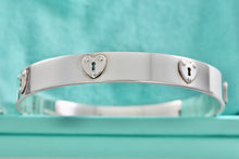 Load image into Gallery viewer, Tiffany &amp; Co. Silver Locks Heart Keyhole Bangle Bracelet
