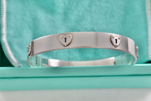 Load image into Gallery viewer, Tiffany &amp; Co. Silver Locks Heart Keyhole Bangle Bracelet
