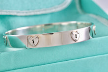 Load image into Gallery viewer, Tiffany &amp; Co. Silver Locks Heart Keyhole Bangle Bracelet
