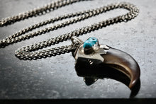 Load image into Gallery viewer, Native American Silver Turquoise Bear Claw Pendant 24&quot; Necklace
