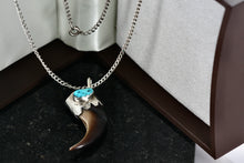 Load image into Gallery viewer, Native American Silver Turquoise Bear Claw Pendant 24&quot; Necklace
