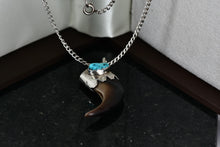 Load image into Gallery viewer, Native American Silver Turquoise Bear Claw Pendant 24&quot; Necklace
