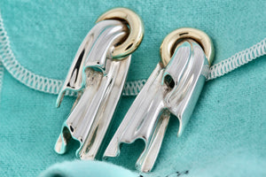 Tiffany & Co. 18K Gold & Silver Draped Cloth Clip-on Earrings