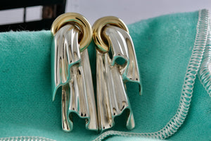 Tiffany & Co. 18K Gold & Silver Draped Cloth Clip-on Earrings