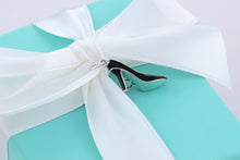 Load image into Gallery viewer, Tiffany &amp; Co. Silver Black &amp; Blue Enamel High Heel Shoe Charm
