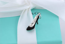 Load image into Gallery viewer, Tiffany &amp; Co. Silver Black &amp; Blue Enamel High Heel Shoe Charm
