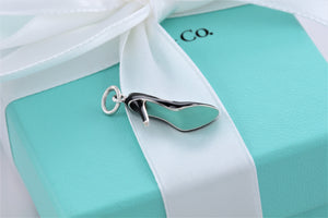 Tiffany & Co. Silver Black & Blue Enamel High Heel Shoe Charm
