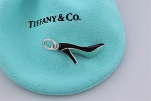 Tiffany & Co. Silver Black & Blue Enamel High Heel Shoe Charm
