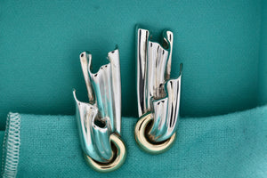 Tiffany & Co. 18K Gold & Silver Draped Cloth Clip-on Earrings