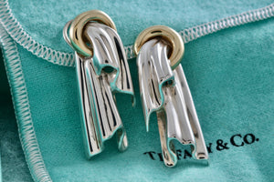 Tiffany & Co. 18K Gold & Silver Draped Cloth Clip-on Earrings