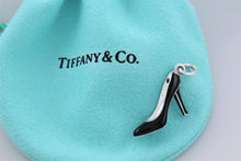 Load image into Gallery viewer, Tiffany &amp; Co. Silver Black &amp; Blue Enamel High Heel Shoe Charm
