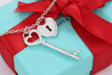 Load image into Gallery viewer, Tiffany &amp; Co. Silver Large Heart Key &amp; Large Keyhole Heart Pendant Necklace
