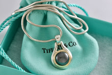 Load image into Gallery viewer, Tiffany &amp; Co. 18K Gold Hematite Round Pendant Snake Chain Necklace
