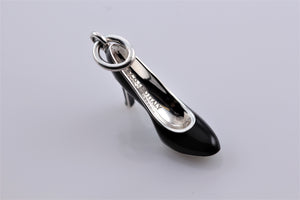 Tiffany & Co. Silver Black & Blue Enamel High Heel Shoe Charm