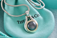 Load image into Gallery viewer, Tiffany &amp; Co. 18K Gold Hematite Round Pendant Snake Chain Necklace
