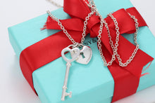 Load image into Gallery viewer, Tiffany &amp; Co. Silver Large Heart Key &amp; Large Keyhole Heart Pendant Necklace
