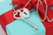 Load image into Gallery viewer, Tiffany &amp; Co. Silver Large Heart Key &amp; Large Keyhole Heart Pendant Necklace
