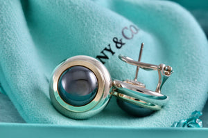 Tiffany & Co. 18K Gold & Silver Hematite Round Clip-on Earrings