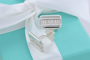 Tiffany & Co. Atlas Silver Roman Numerals Cufflinks