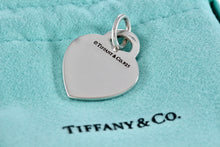 Load image into Gallery viewer, Tiffany &amp; Co. Notes Fifth Ave Blue Enamel Lettering Heart Charm Pendant
