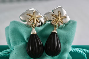 Tiffany & Co. 18K Gold & Silver Ivy Starfish Onyx Dangle Earrings