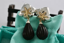 Load image into Gallery viewer, Tiffany &amp; Co. 18K Gold &amp; Silver Ivy Starfish Onyx Dangle Earrings
