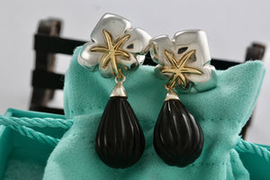 Tiffany & Co. 18K Gold & Silver Ivy Starfish Onyx Dangle Earrings