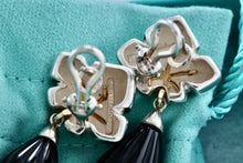 Load image into Gallery viewer, Tiffany &amp; Co. 18K Gold &amp; Silver Ivy Starfish Onyx Dangle Earrings
