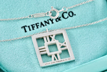 Load image into Gallery viewer, Tiffany &amp; Co. Atlas Silver Roman Numerals Square Pendant Necklace
