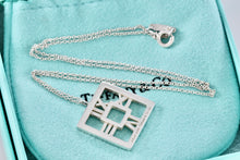 Load image into Gallery viewer, Tiffany &amp; Co. Atlas Silver Roman Numerals Square Pendant Necklace
