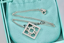 Load image into Gallery viewer, Tiffany &amp; Co. Atlas Silver Roman Numerals Square Pendant Necklace
