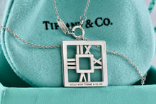 Load image into Gallery viewer, Tiffany &amp; Co. Atlas Silver Roman Numerals Square Pendant Necklace

