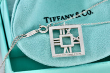 Load image into Gallery viewer, Tiffany &amp; Co. Atlas Silver Roman Numerals Square Pendant Necklace

