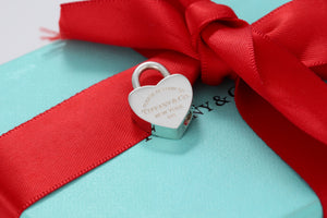 Please Return to Tiffany & Co. Silver Heart Padlock Charm Pendant