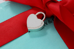 Please Return to Tiffany & Co. Silver Heart Padlock Charm Pendant