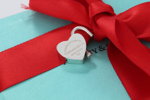 Please Return to Tiffany & Co. Silver Heart Padlock Charm Pendant