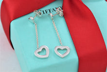 Load image into Gallery viewer, Tiffany &amp; Co. Silver Dangling Heart Lariat Earrings
