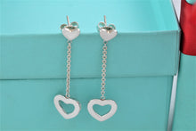 Load image into Gallery viewer, Tiffany &amp; Co. Silver Dangling Heart Lariat Earrings
