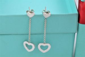 Tiffany & Co. Silver Dangling Heart Lariat Earrings