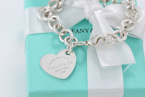 Return To Tiffany & Co. Silver Tilted Heart Charm Bracelet