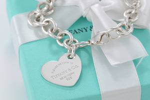 Return To Tiffany & Co. Silver Tilted Heart Charm Bracelet