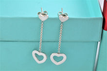 Load image into Gallery viewer, Tiffany &amp; Co. Silver Dangling Heart Lariat Earrings
