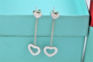 Tiffany & Co. Silver Dangling Heart Lariat Earrings