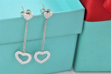 Load image into Gallery viewer, Tiffany &amp; Co. Silver Dangling Heart Lariat Earrings
