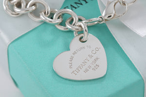 Return To Tiffany & Co. Silver Tilted Heart Charm Bracelet