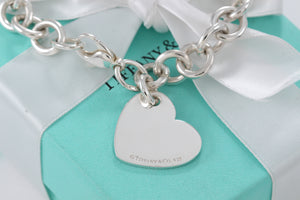 Return To Tiffany & Co. Silver Tilted Heart Charm Bracelet